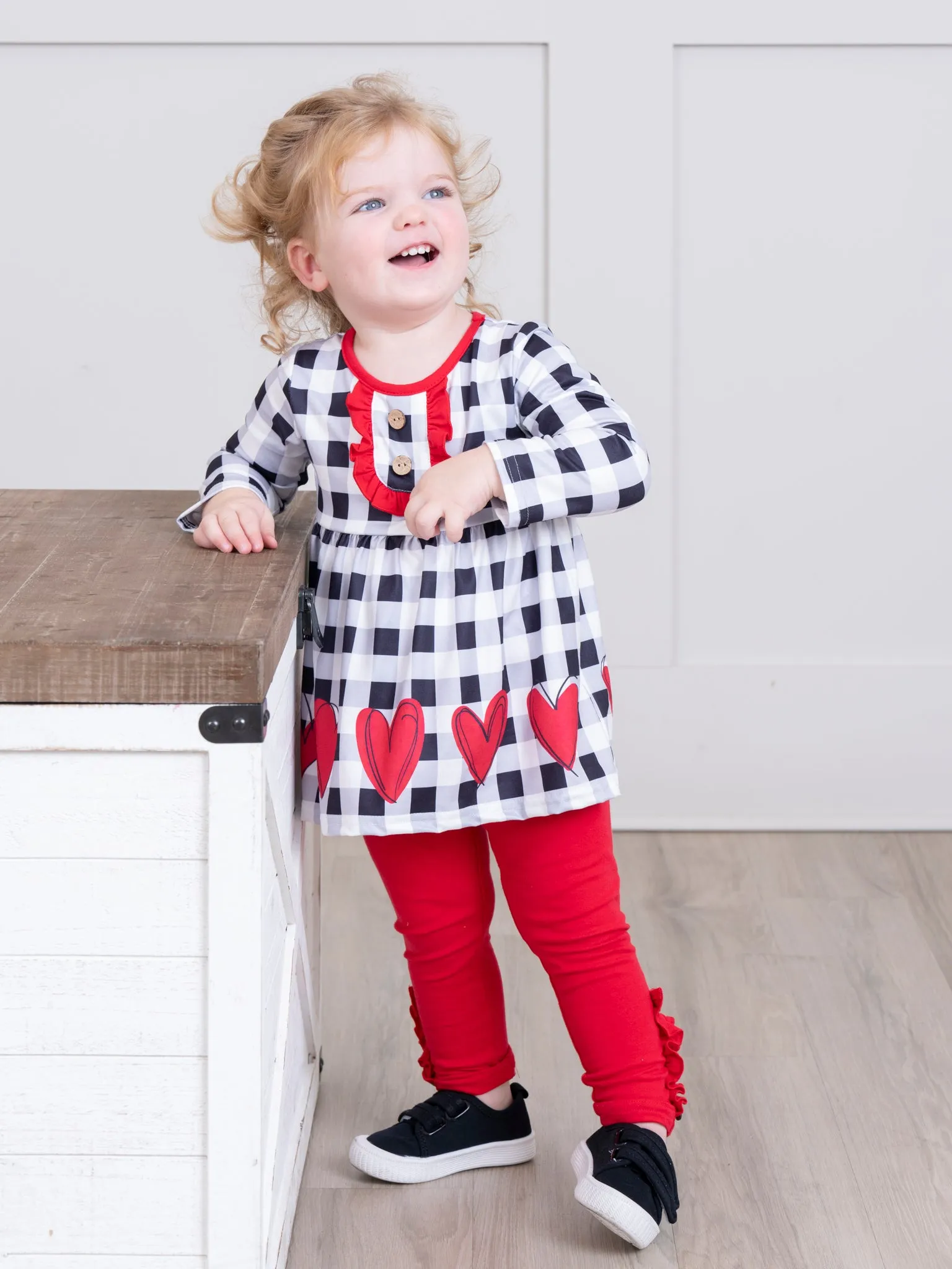 Black & White Gingham Hearts Outfit