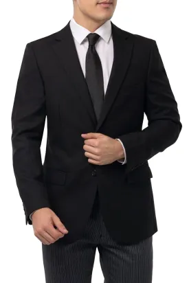 Black Wool Herringbone Jacket Single Breasted Ex Hire