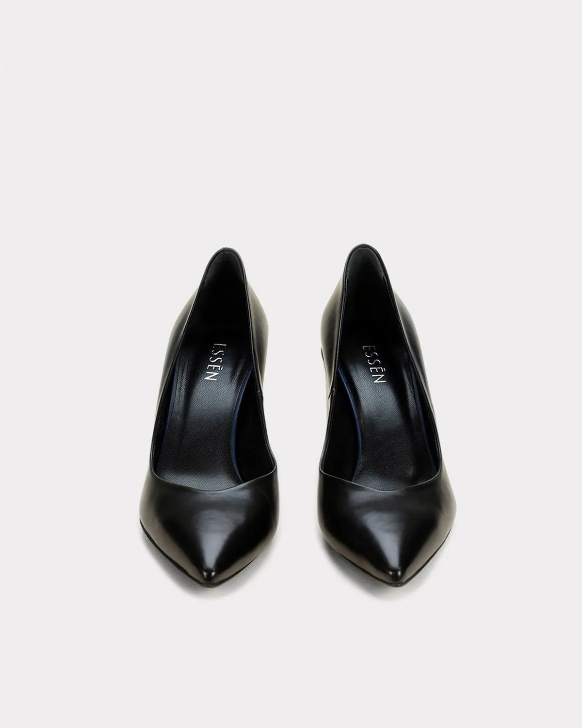 Block Heel Black Leather Pumps