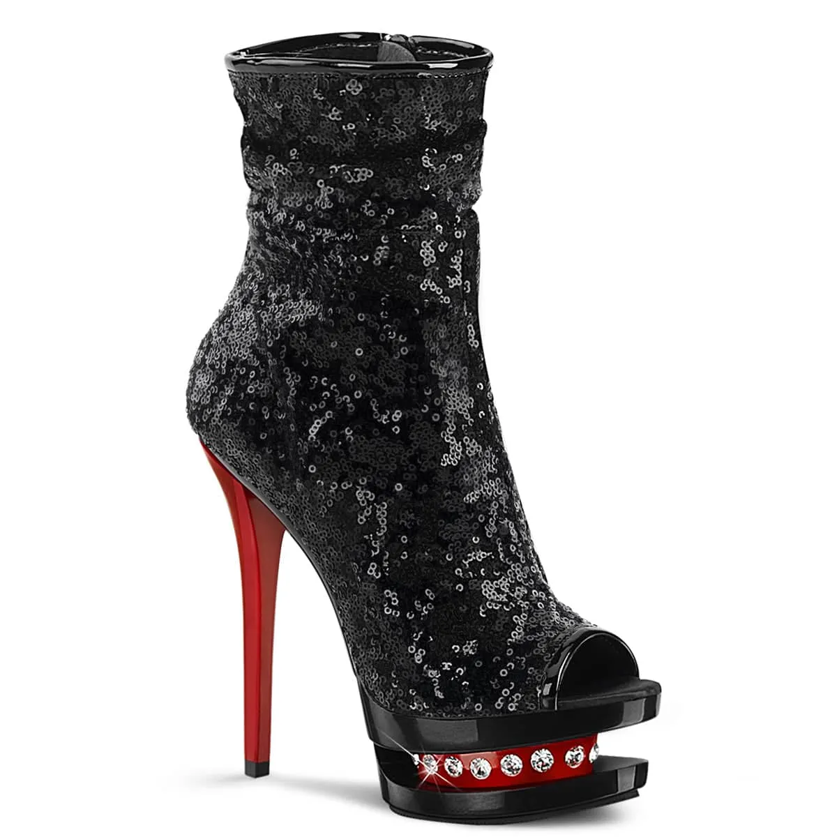 BLONDIE-R-1008 Black & Red Calf High Boots