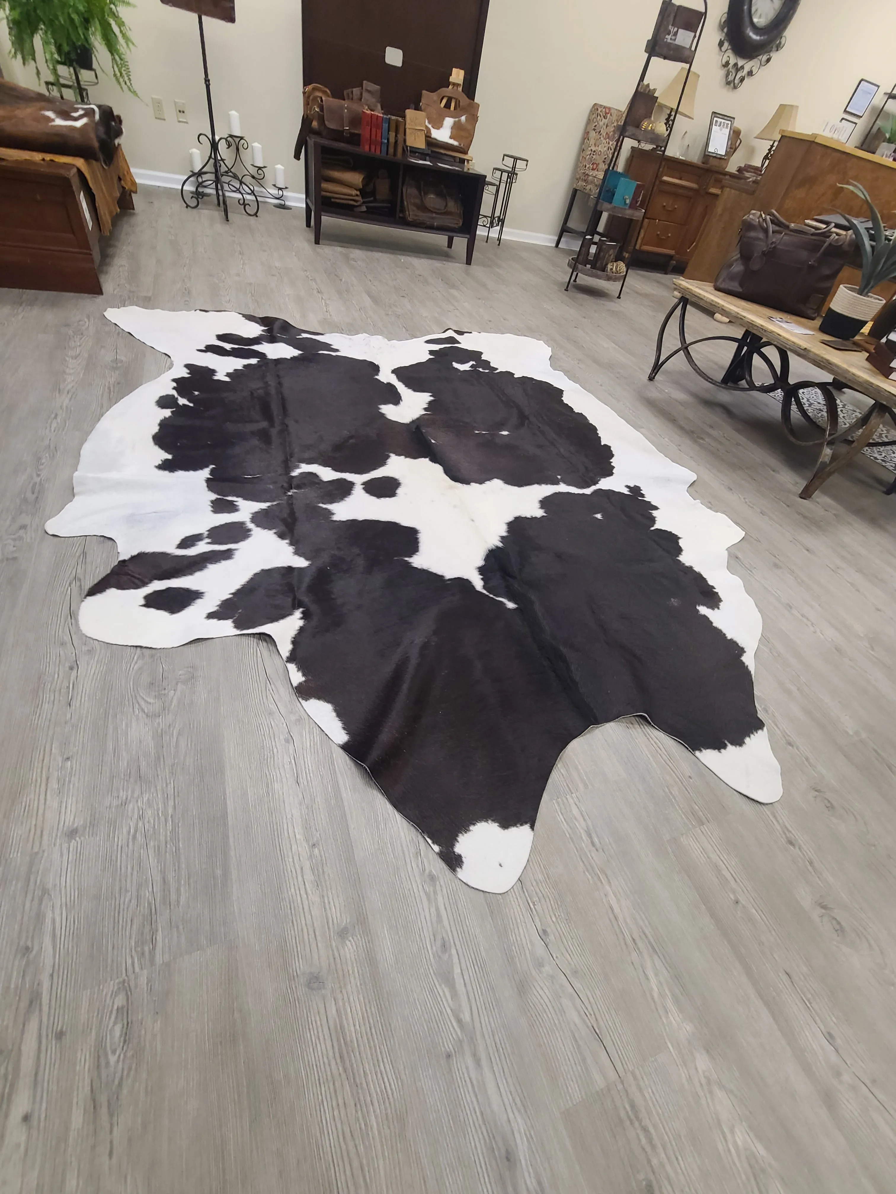 Brazilian Cowhide Rug - Black & White Spotted - 9 ft x 7 ft