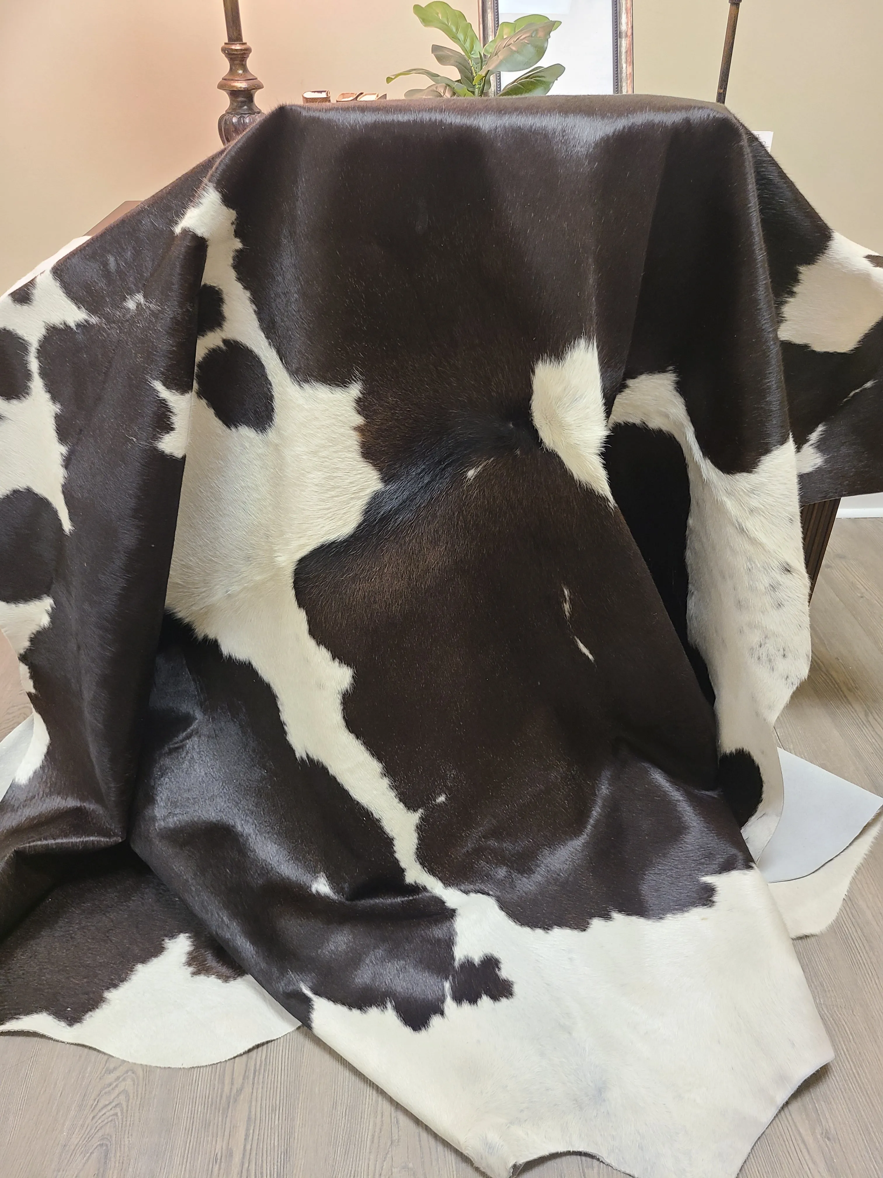 Brazilian Cowhide Rug - Black & White Spotted - 9 ft x 7 ft