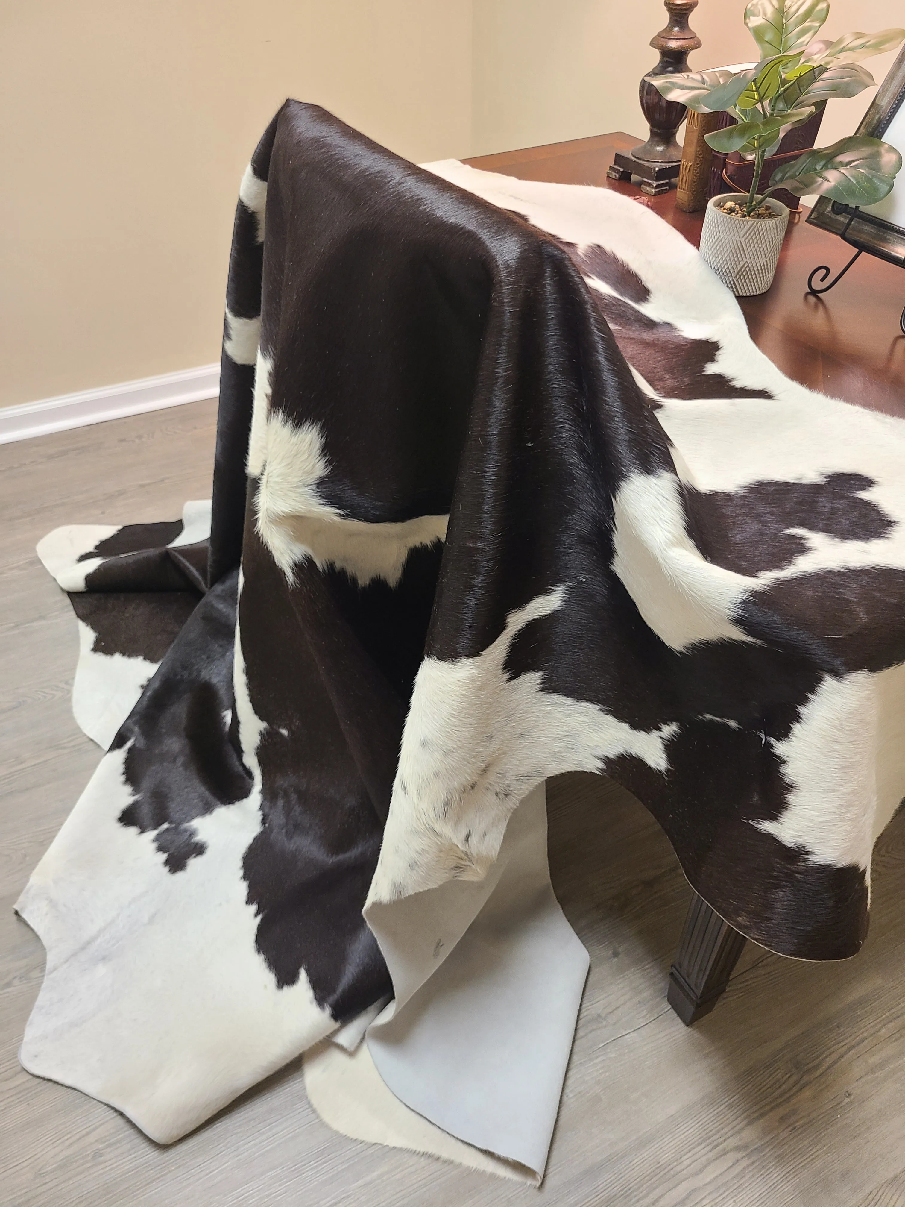 Brazilian Cowhide Rug - Black & White Spotted - 9 ft x 7 ft