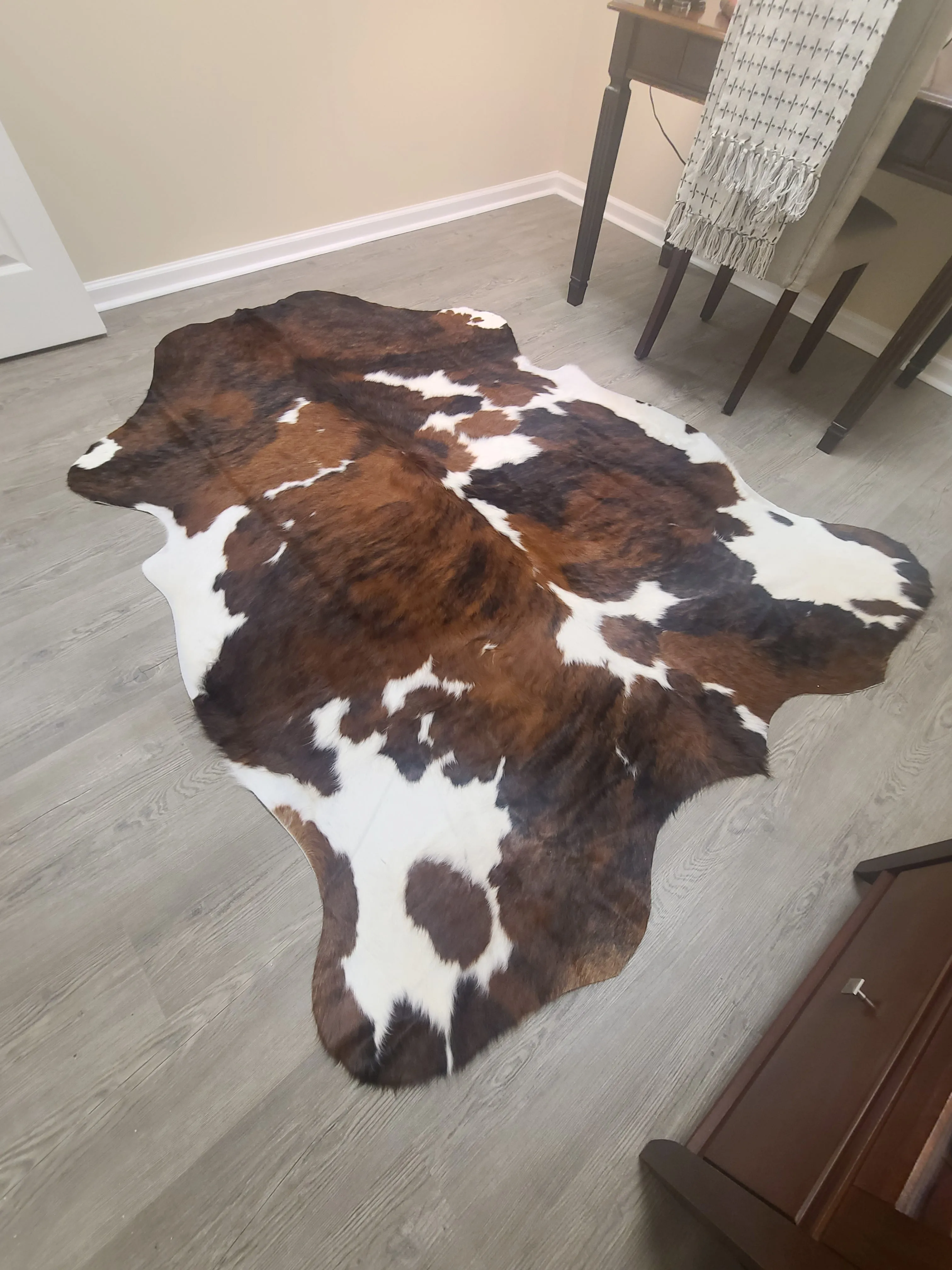 Brazilian Cowhide Rug -  Tri-Color Dark - 8 ft x 6 ft