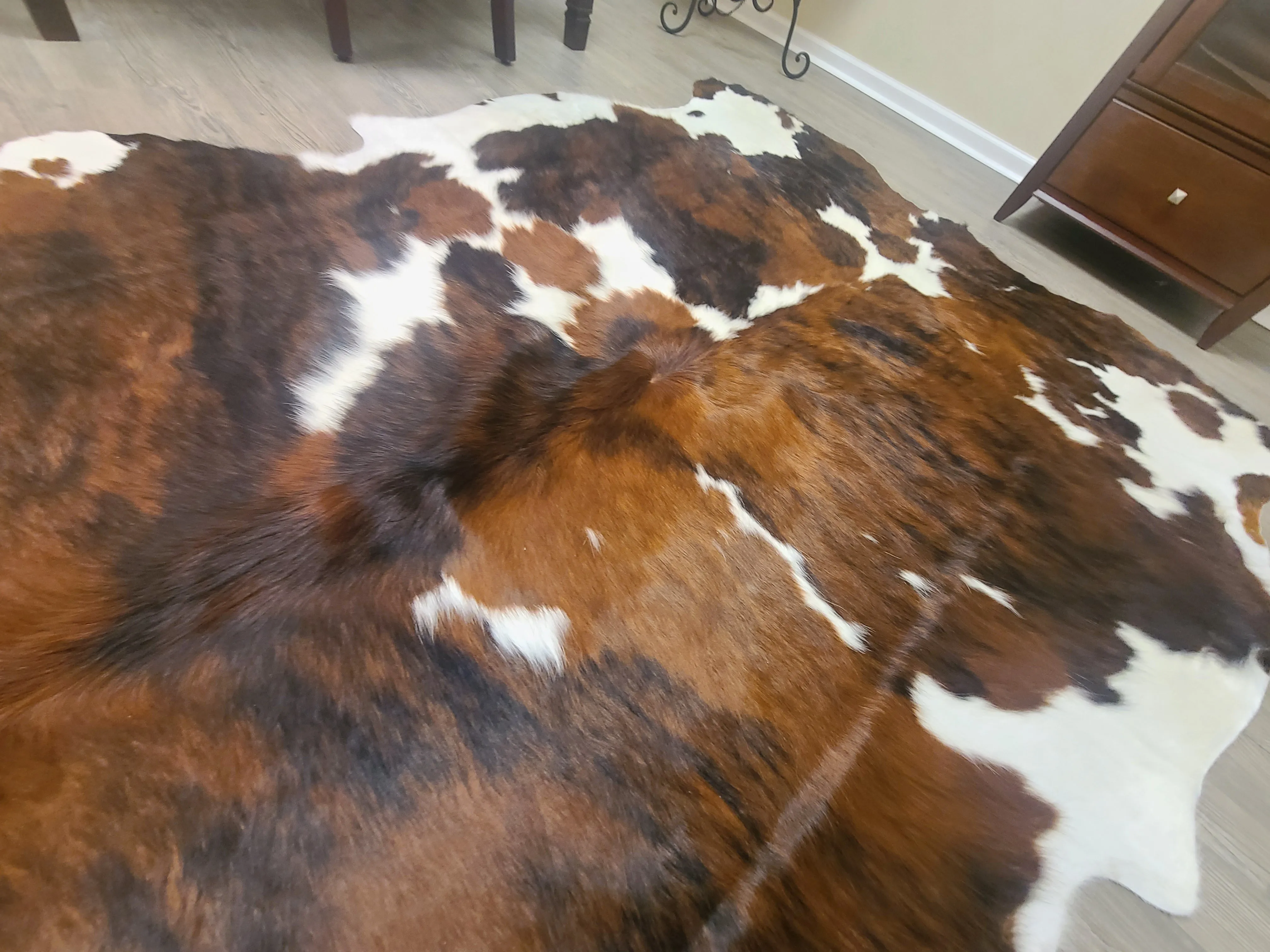 Brazilian Cowhide Rug -  Tri-Color Dark - 8 ft x 6 ft