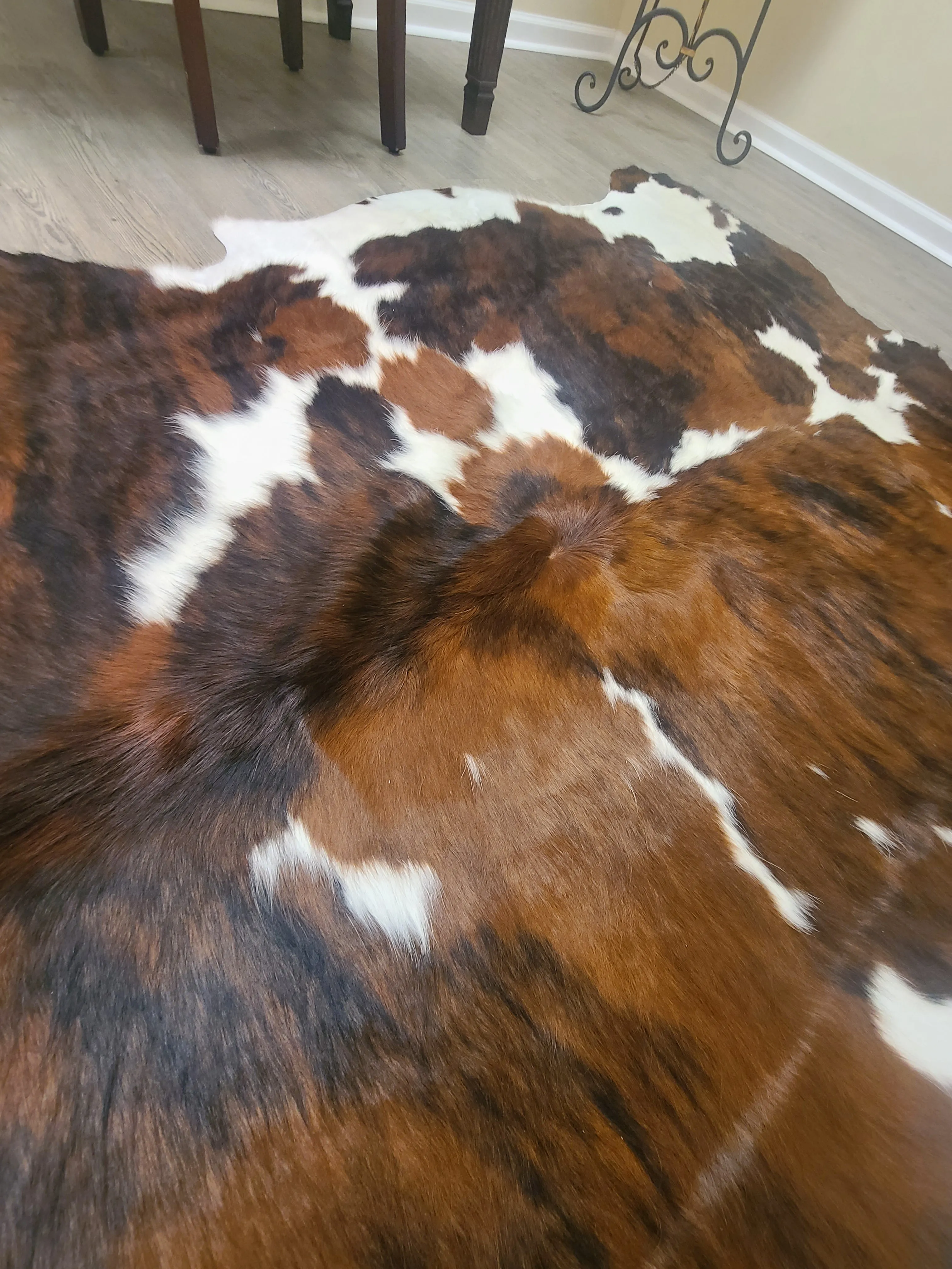 Brazilian Cowhide Rug -  Tri-Color Dark - 8 ft x 6 ft