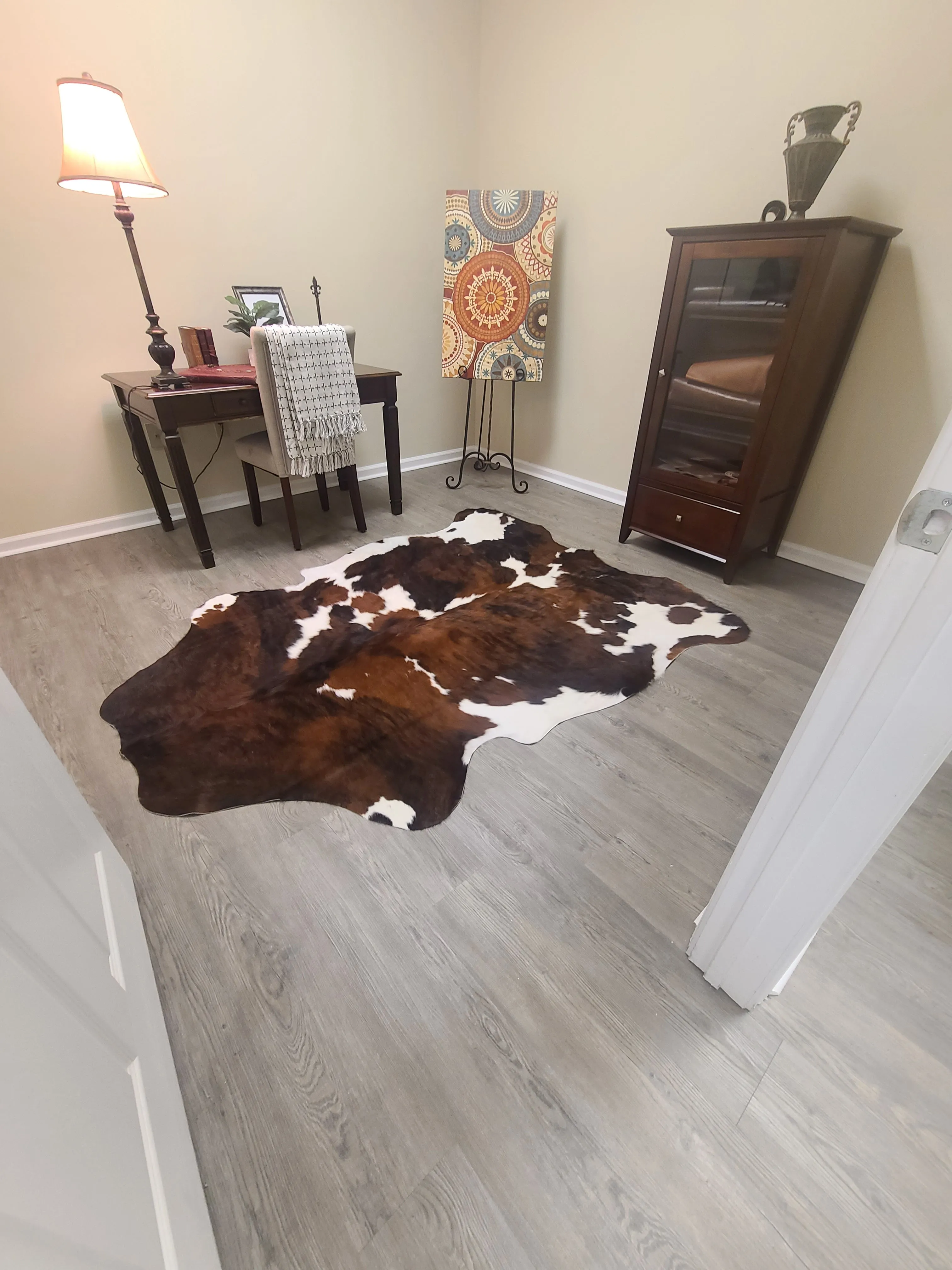 Brazilian Cowhide Rug -  Tri-Color Dark - 8 ft x 6 ft