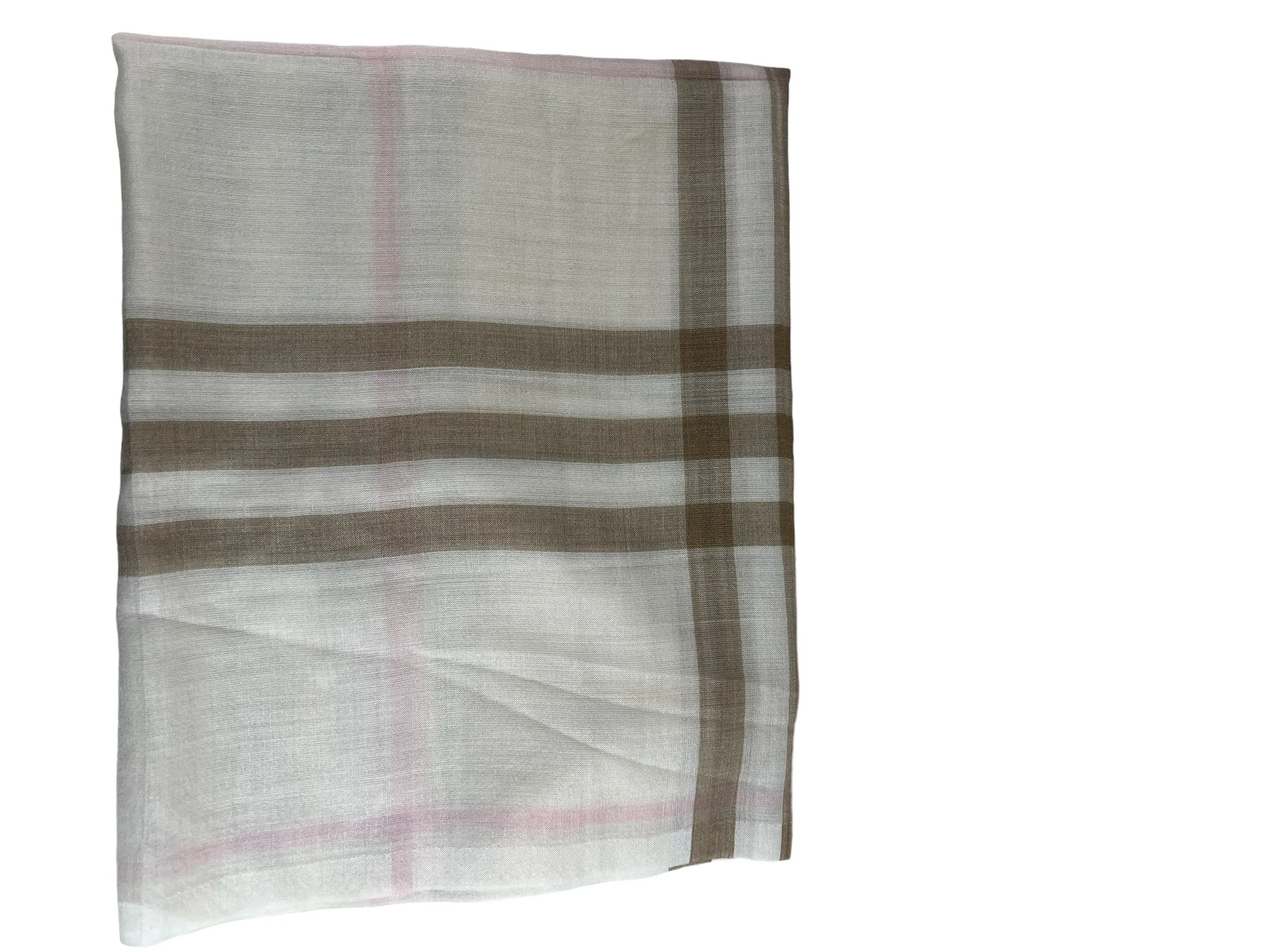 Burberry Cream Classic Check Wool & Silk Scarf