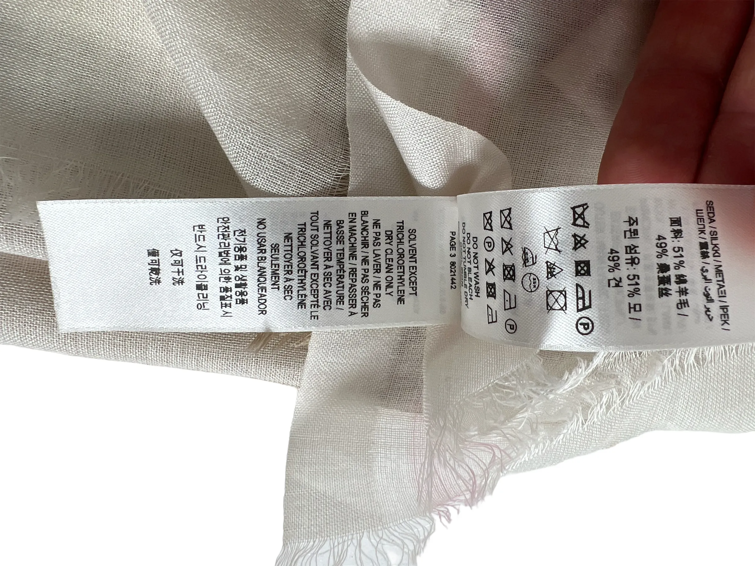 Burberry Cream Classic Check Wool & Silk Scarf