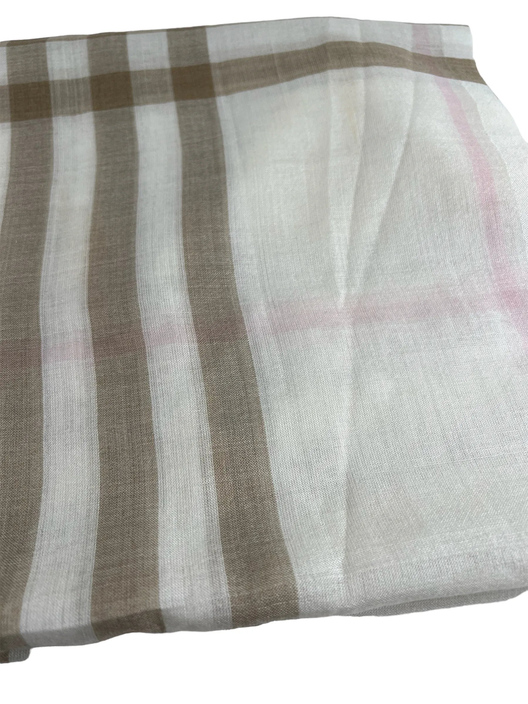 Burberry Cream Classic Check Wool & Silk Scarf