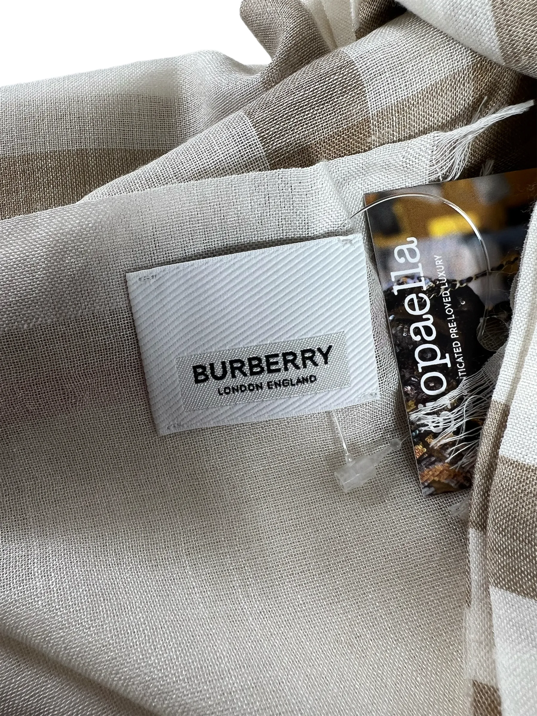 Burberry Cream Classic Check Wool & Silk Scarf