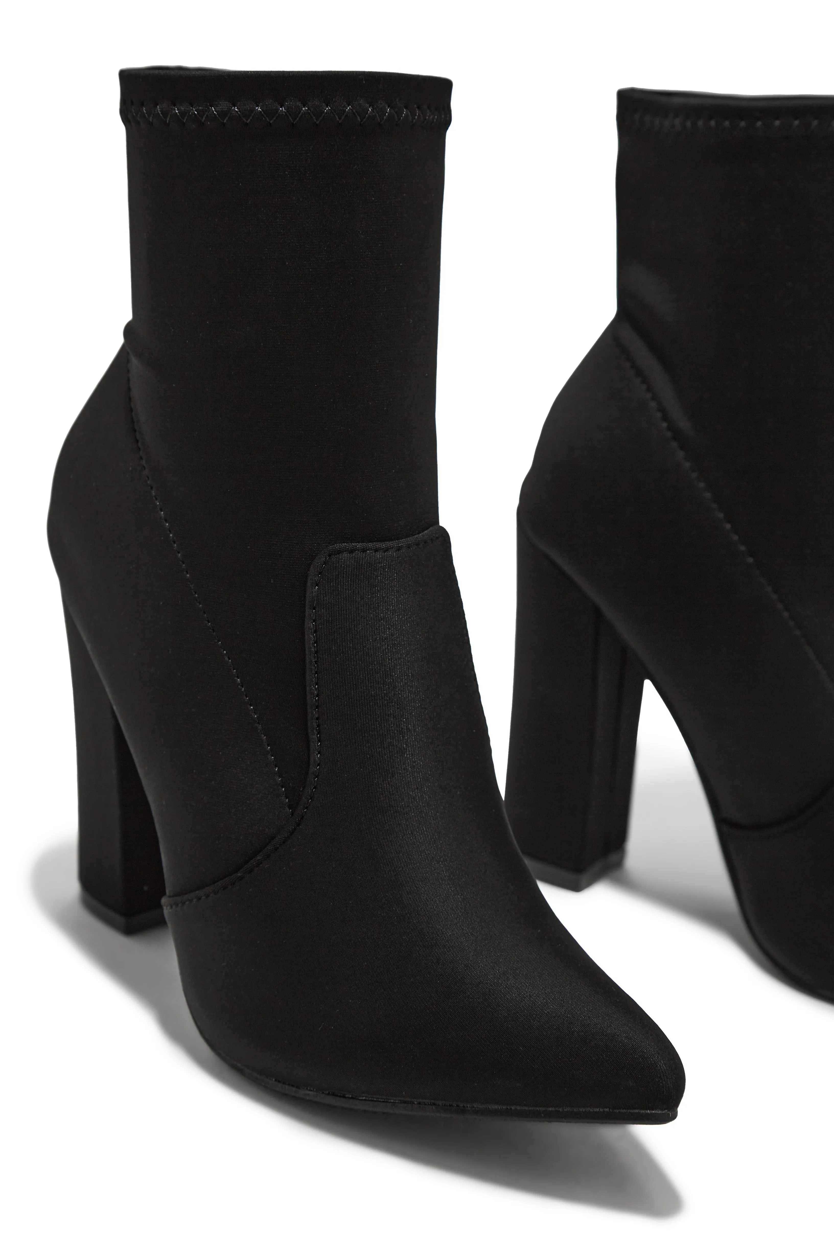 Call Me Yours Block Heel Ankle Boots - Black