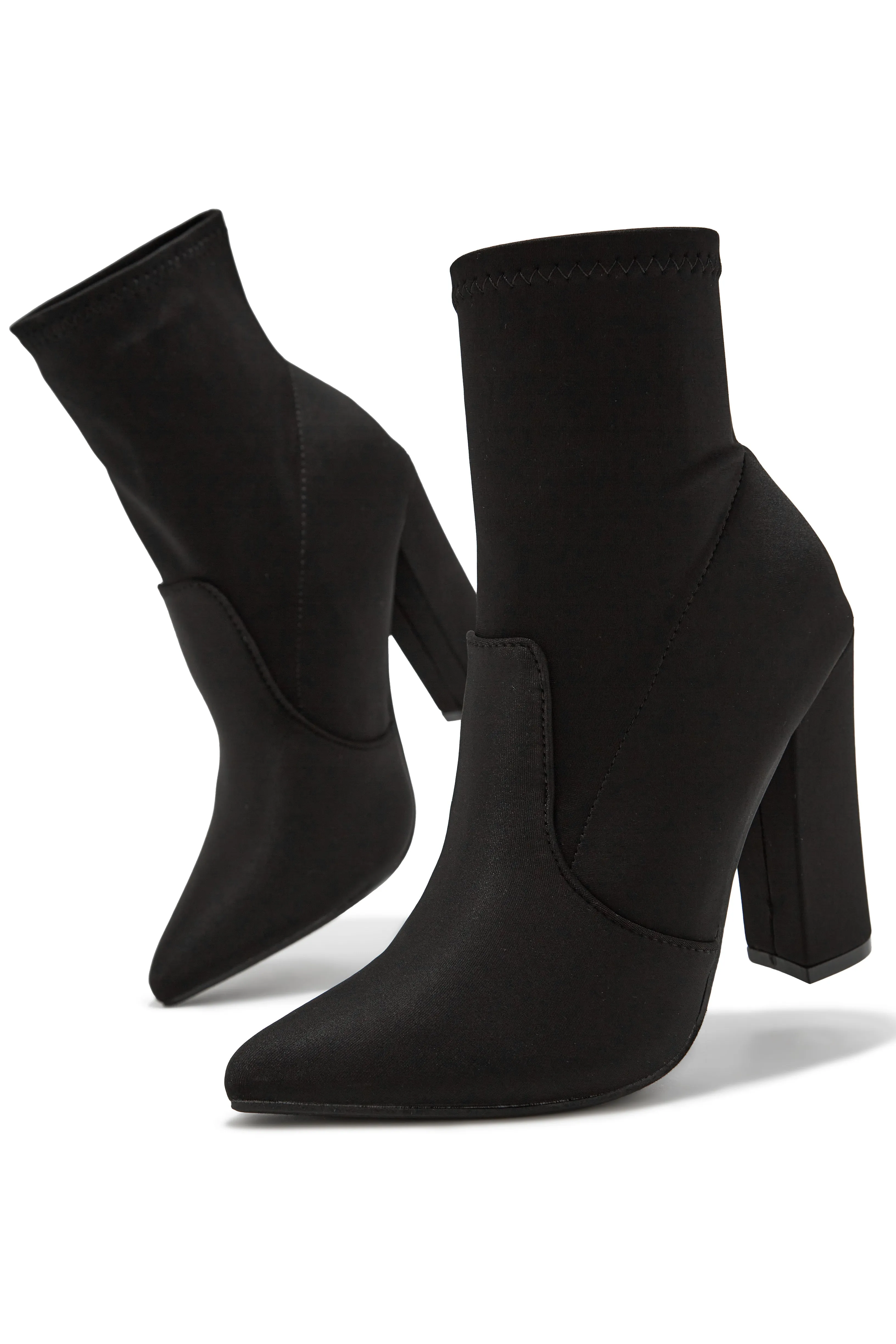 Call Me Yours Block Heel Ankle Boots - Black