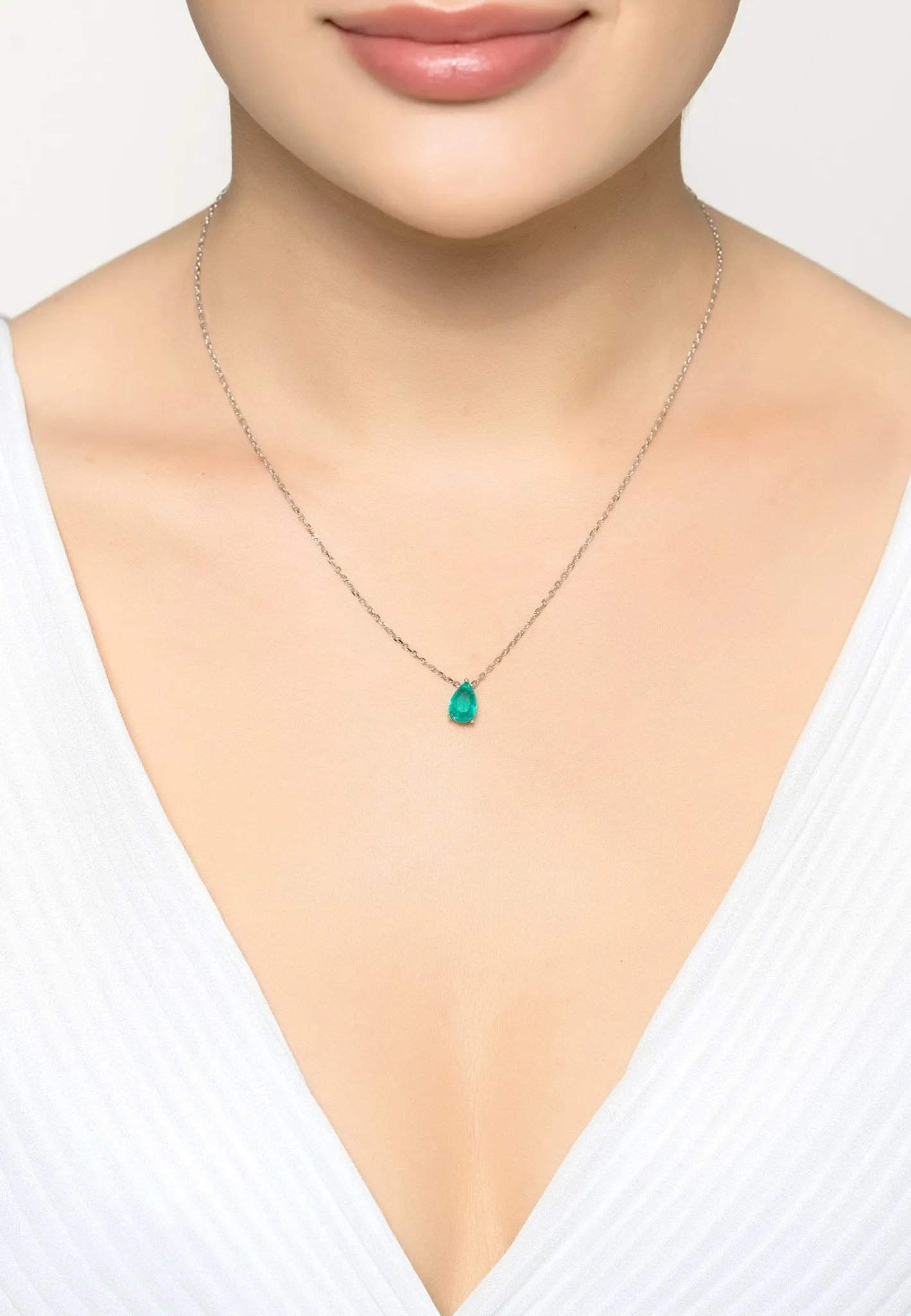 Catherine Teardrop Paraiba Tourmaline Necklace Silver