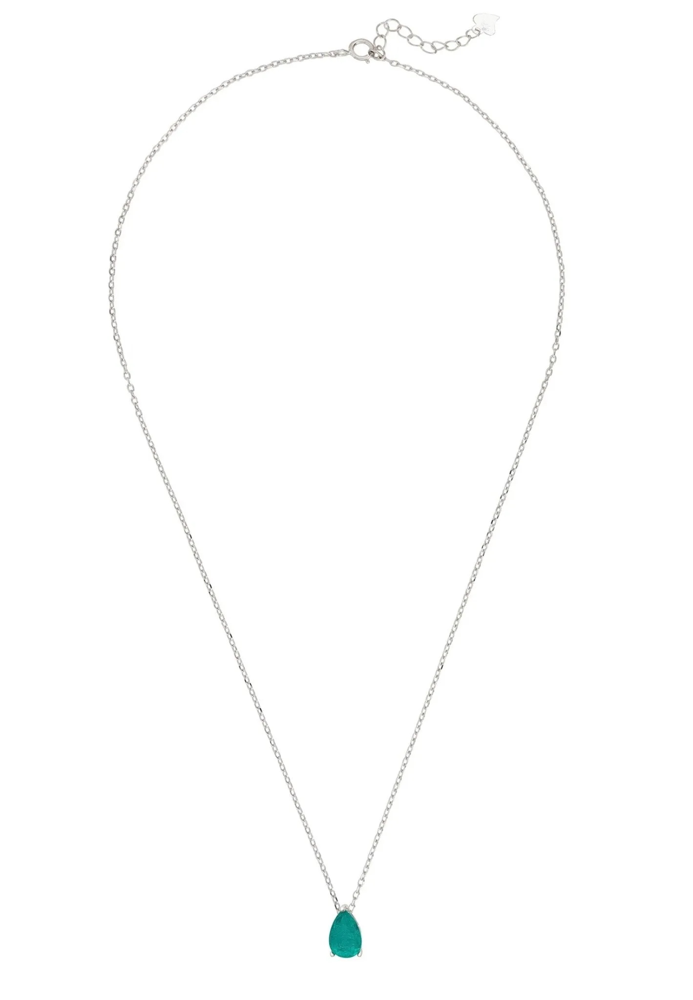 Catherine Teardrop Paraiba Tourmaline Necklace Silver