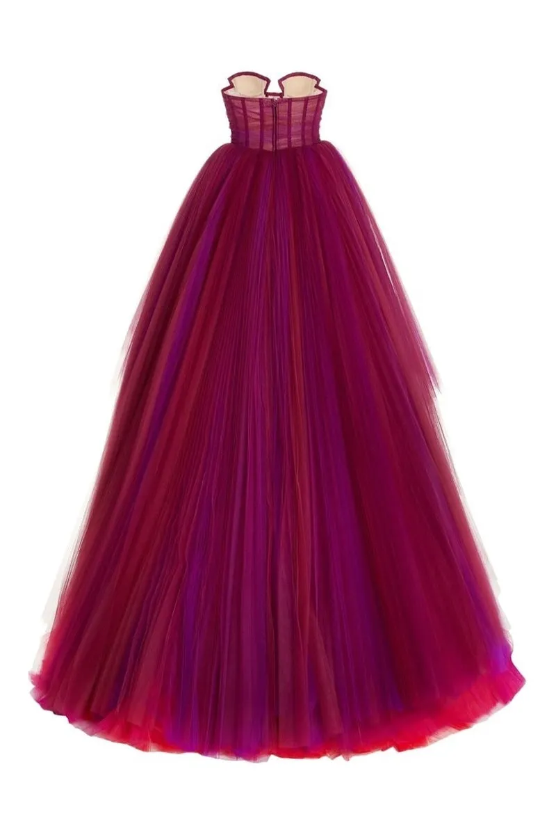 Celebration Time Asymmetrical Strapless Maxi Dress