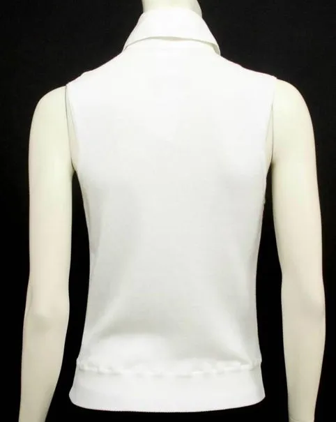 Chanel 05P, 2005 Spring White Cotton Top Blouse Pleated Front FR 42