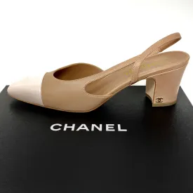 CHANEL Slingbacks Beige and Blush Toe Goatskin G31318 Size 42