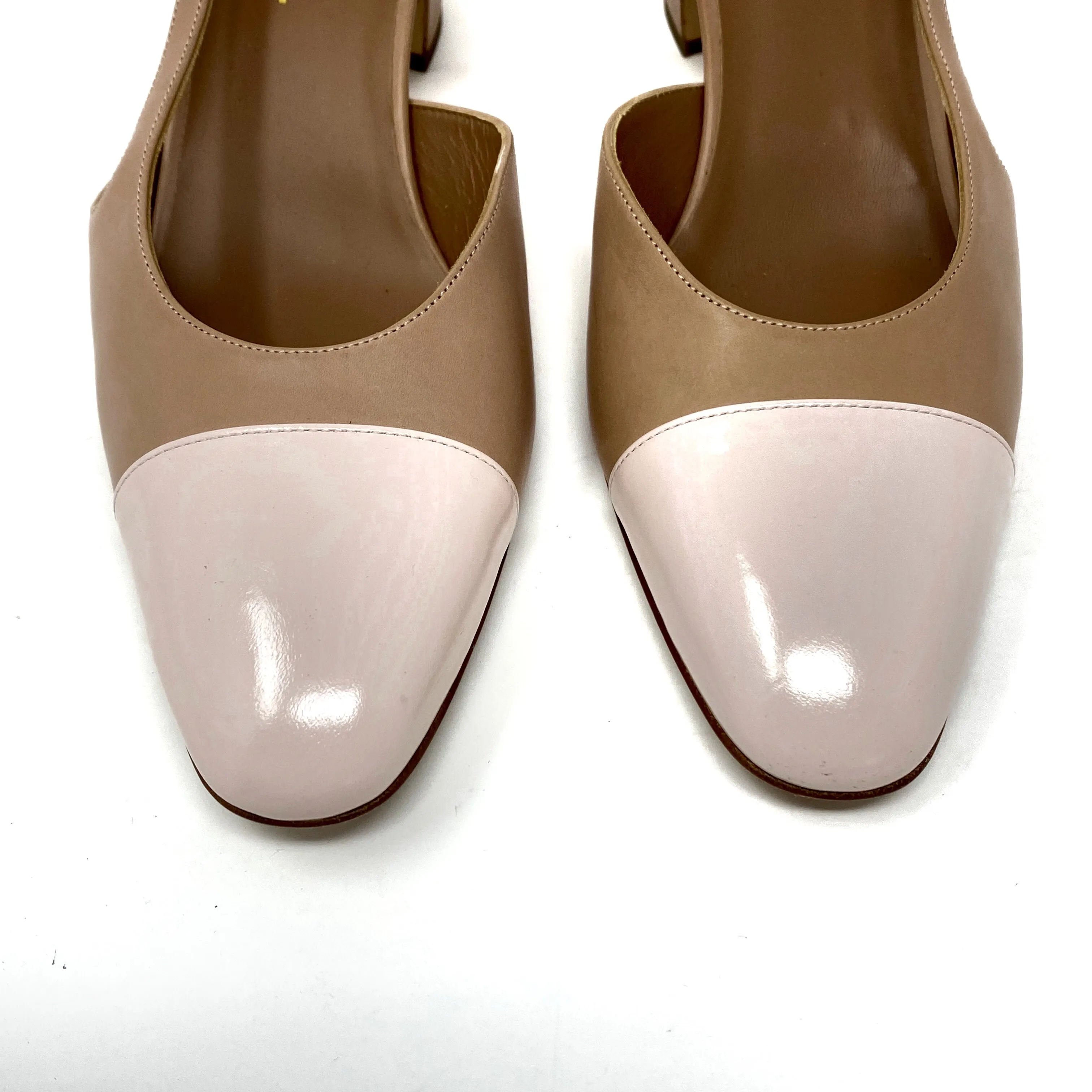 CHANEL Slingbacks Beige and Blush Toe Goatskin G31318 Size 42