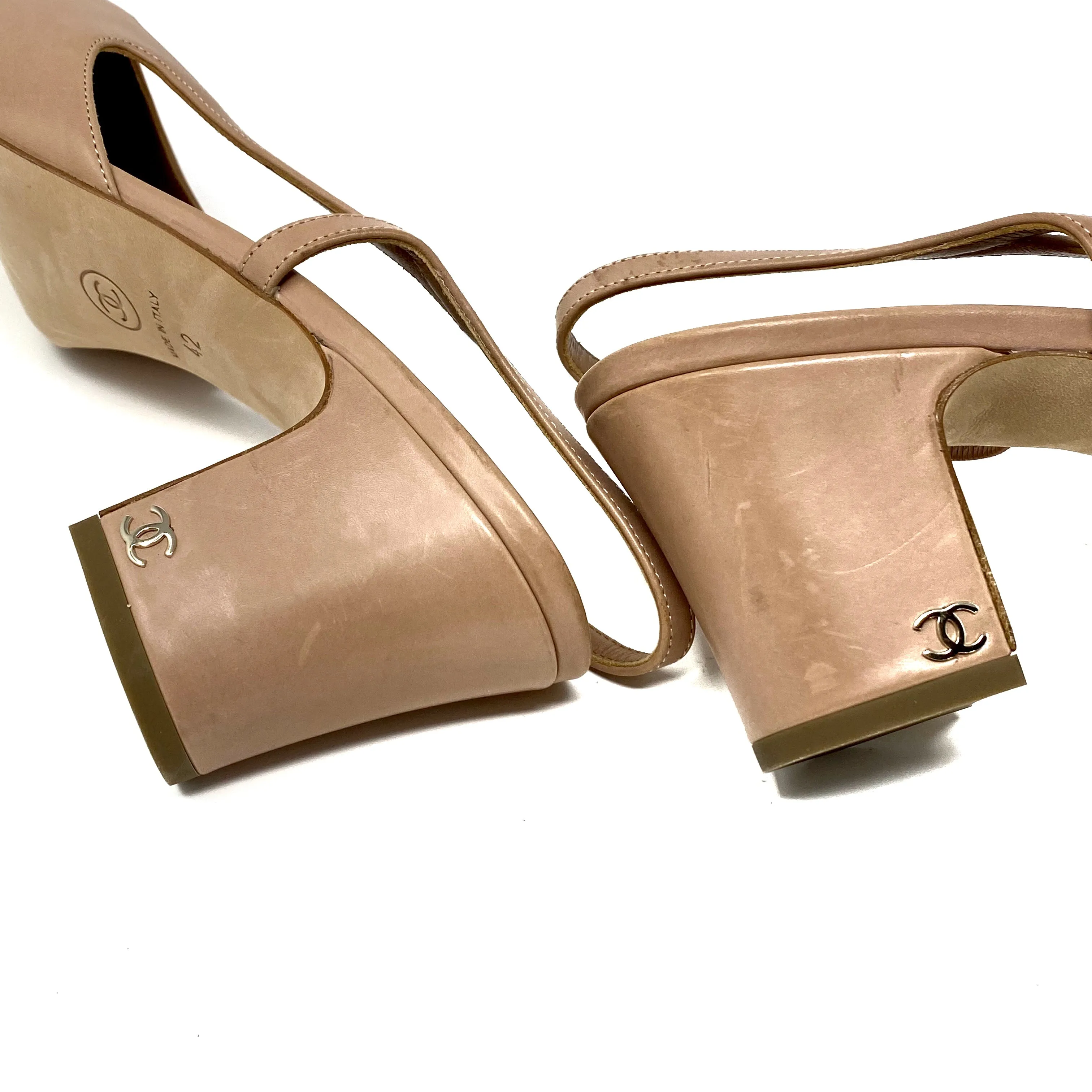 CHANEL Slingbacks Beige and Blush Toe Goatskin G31318 Size 42