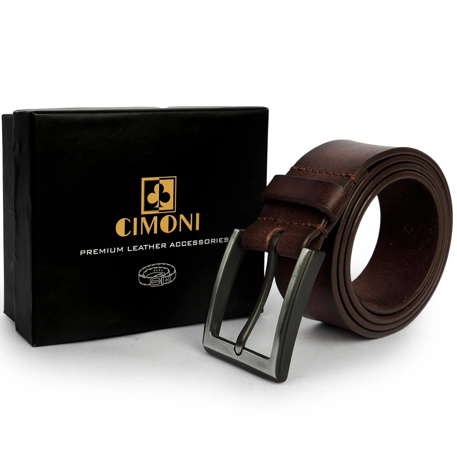 CIMONI® Premium Genuine Leather Belt for Men Belt (Color - Brown) ( 1 Year Gurantee)