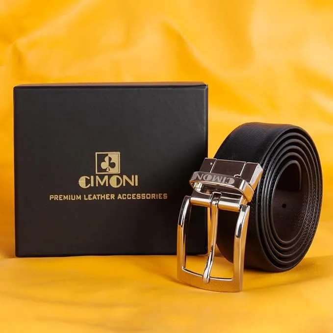 CIMONI® Premium Reversible Genuine Leather Belt for Men (Pack of 1) ( 1 Year Gurantee)