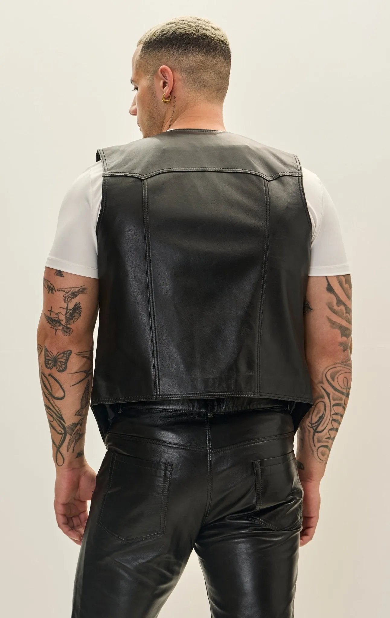 Classic Club Style Leather Vest - Black