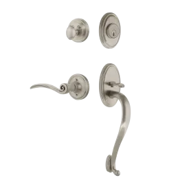 Classic Handleset with S-Grip and Classic Rosette with Swan Lever in Satin Nickel