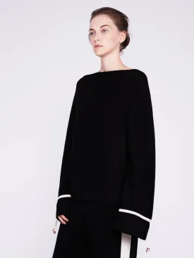 CMMC Bell Sleeve Cashmere Sweater - Noir x White