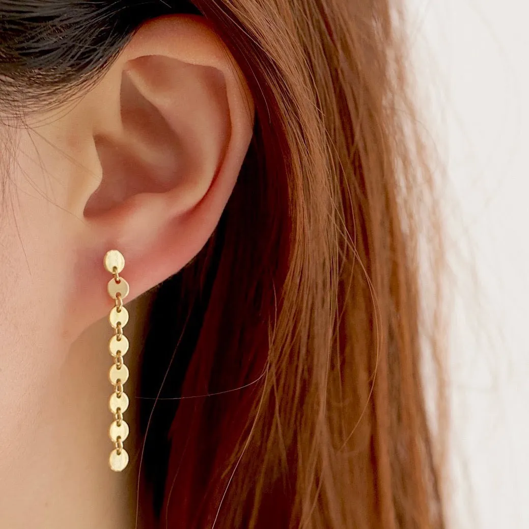 Coin Disc Long Earrings