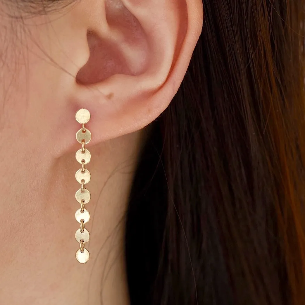 Coin Disc Long Earrings