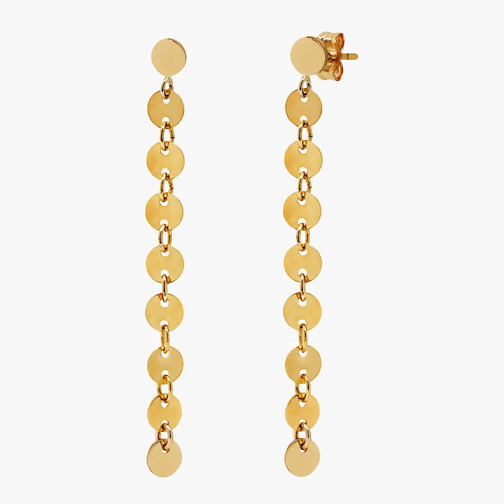 Coin Disc Long Earrings