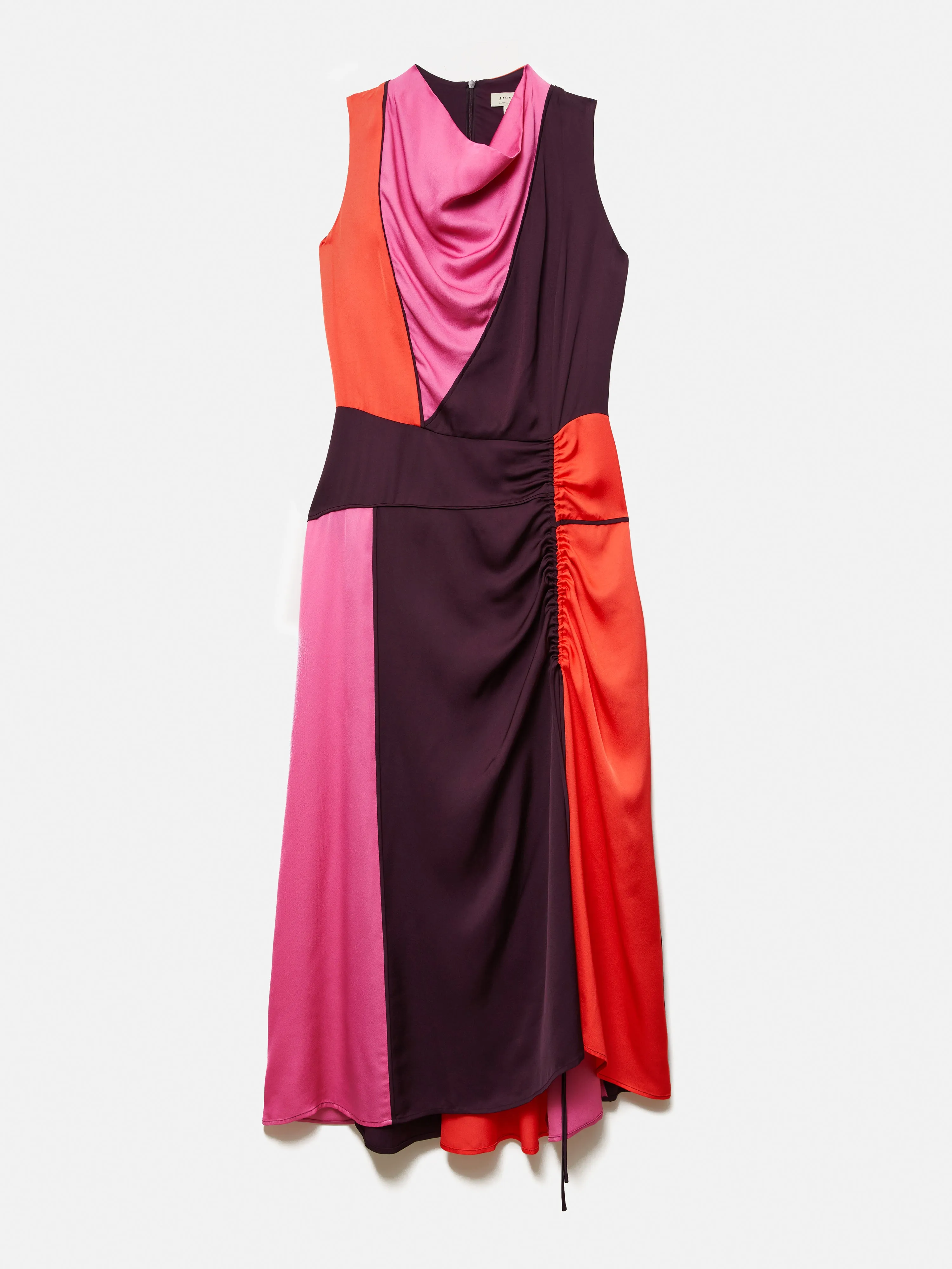 Colour Block Satin Dress | Purple