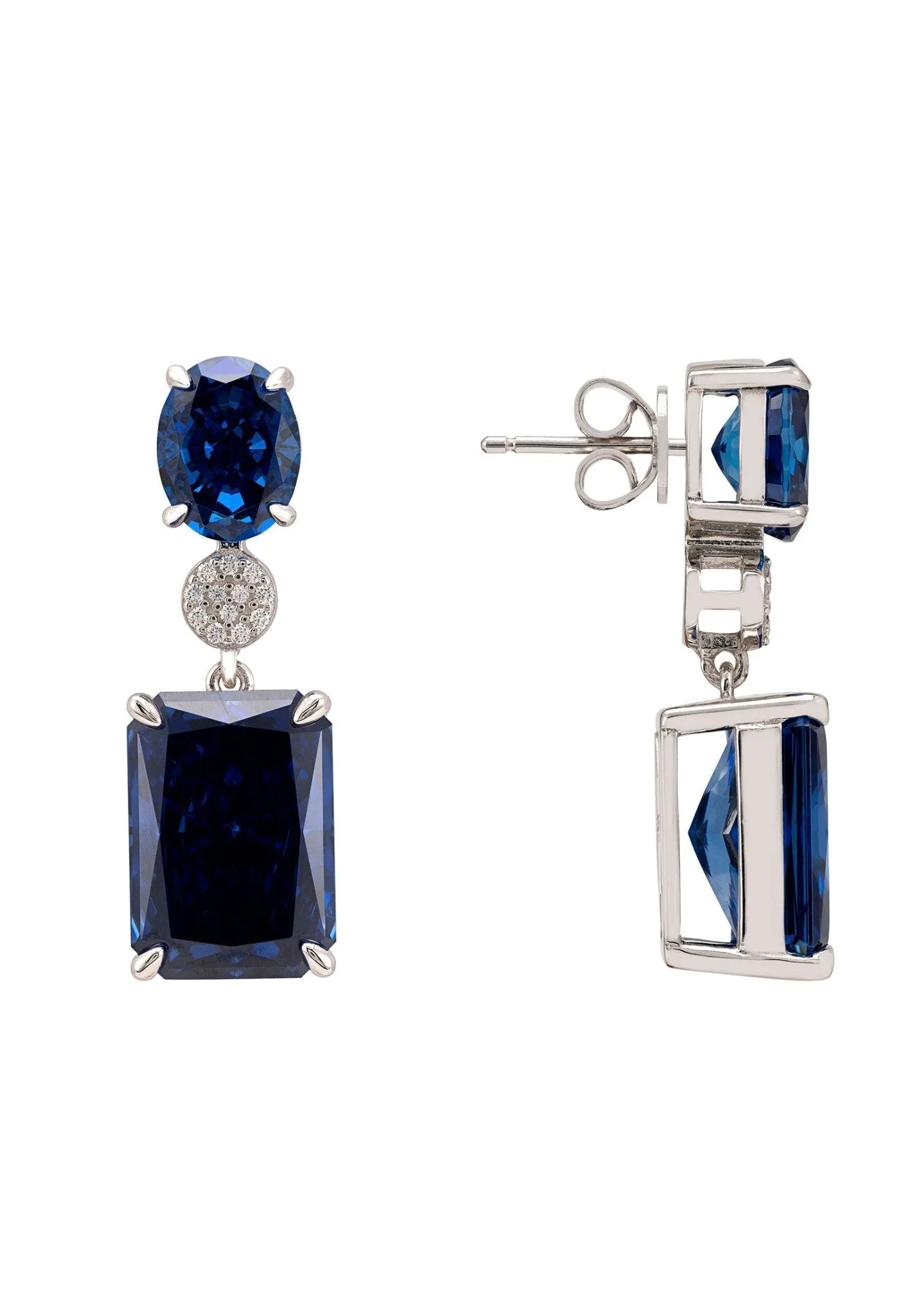 Constance Drop Earrings Silver Tanzanite