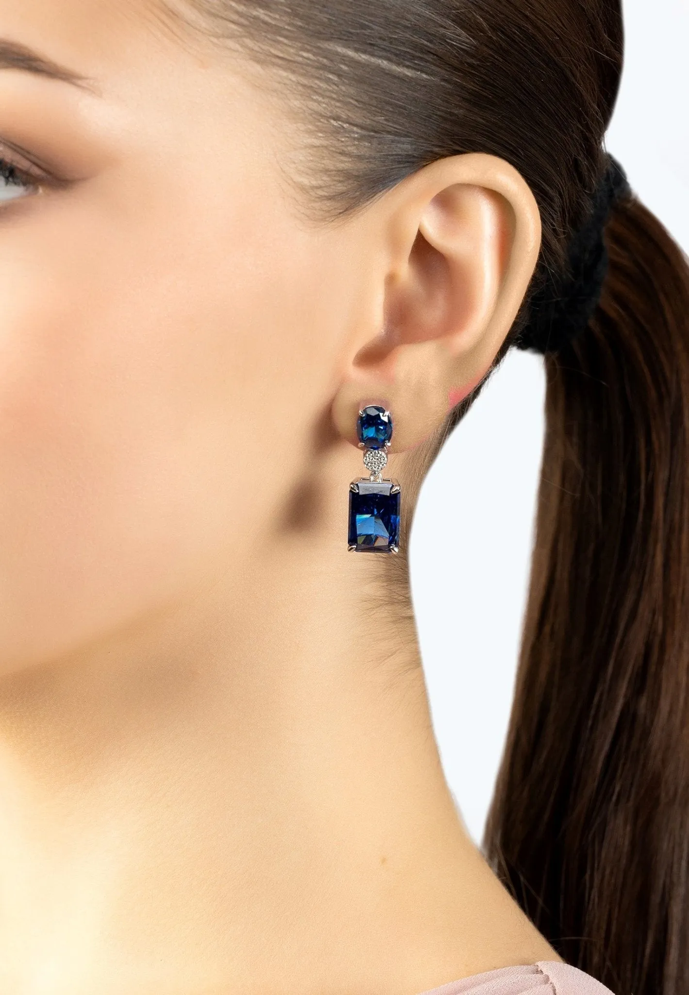 Constance Drop Earrings Silver Tanzanite