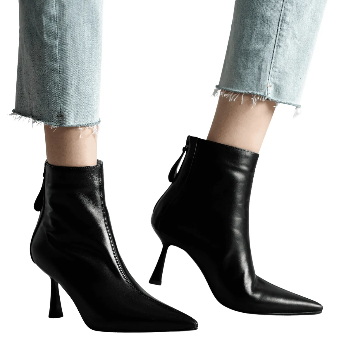 Cow Leather Pointed Toe High Heels