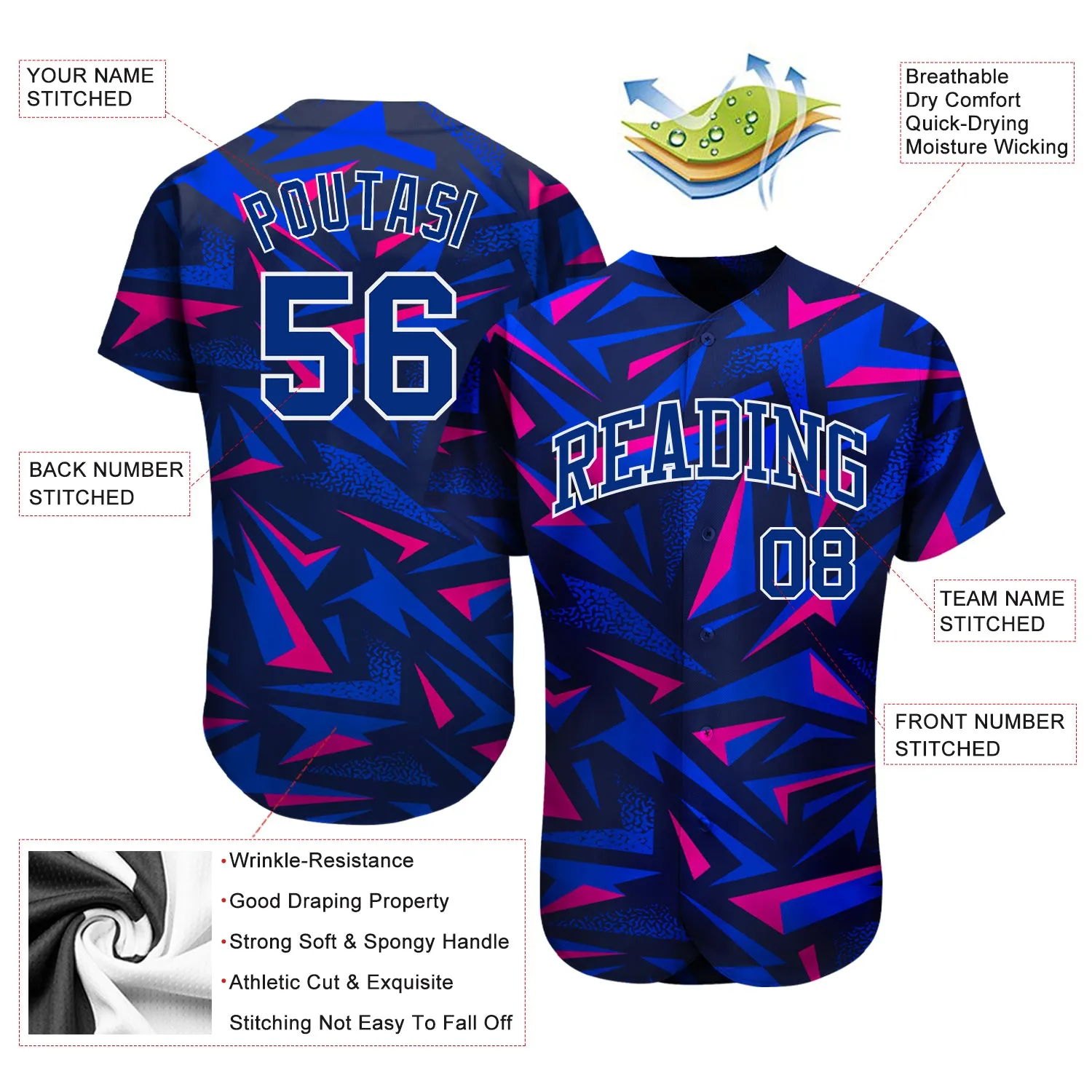 Custom 3D Pattern Design Music Festival Authentic Baseball Jersey