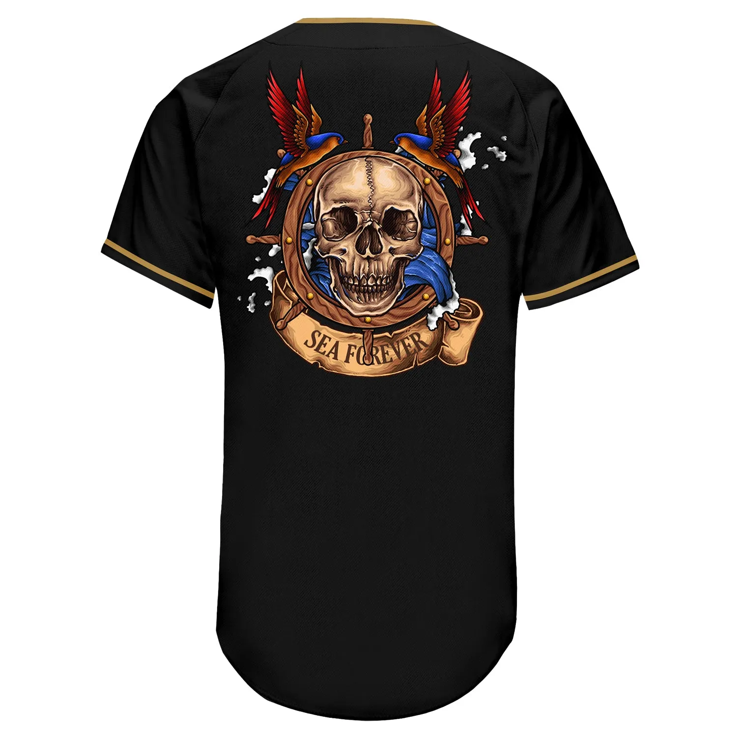 Custom Black Black-Old Gold Authentic Skull Fashion Baseball Jersey