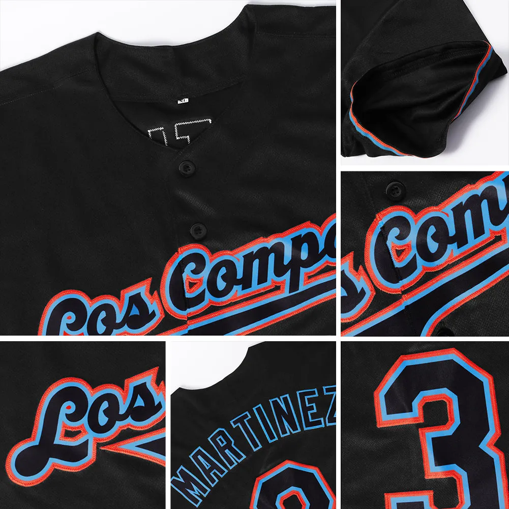 Custom Black Black-Powder Blue Authentic Baseball Jersey