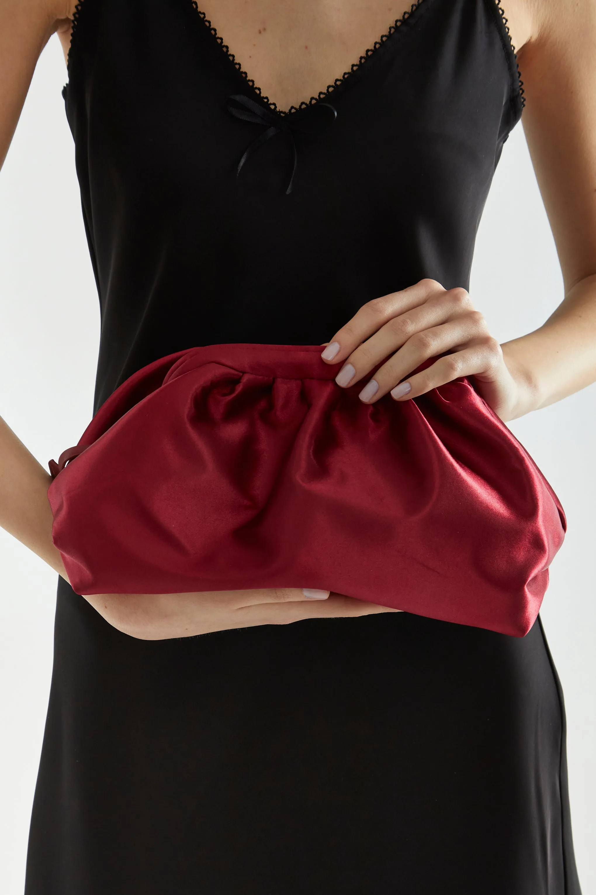 Dark Red Pouch Clutch-Bag