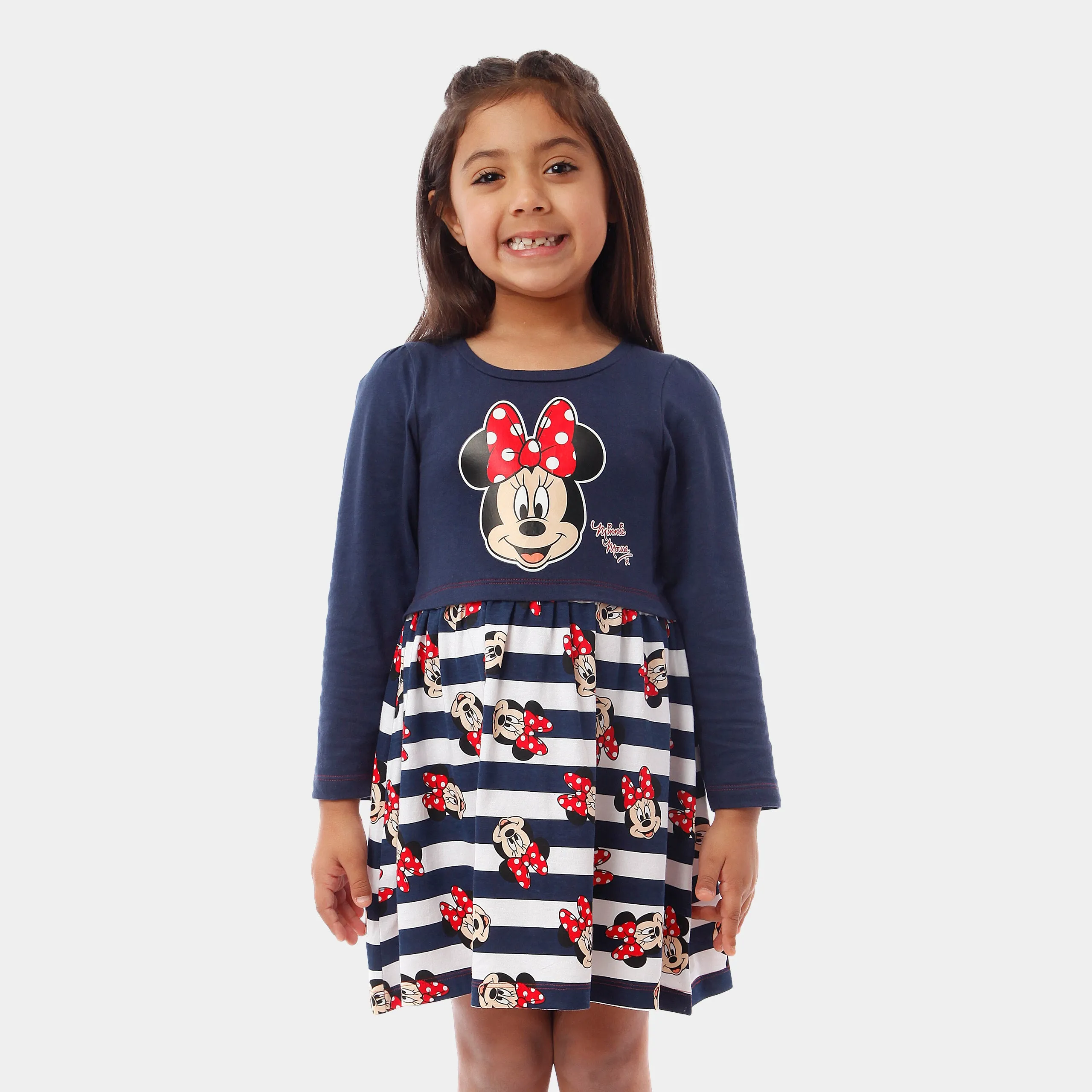 Disney Minnie Mouse Long Sleeve Striped Dress