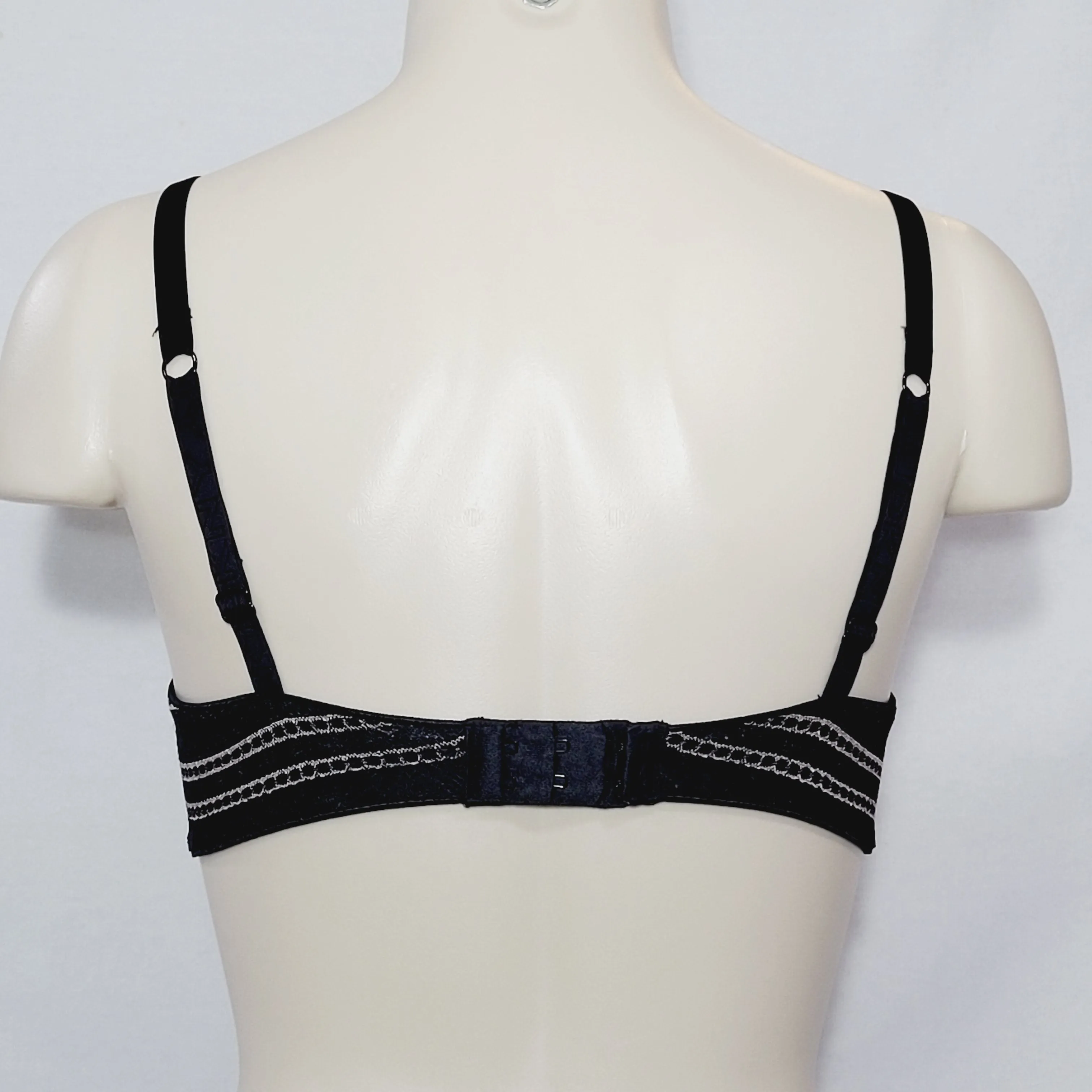 DKNY 458052 Autograph Stripe Custom Lift Underwire Bra 32D Black