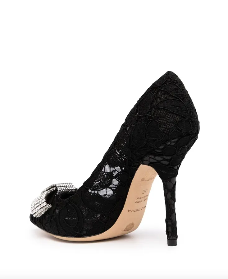 Dolce & Gabbana bow-embellished lace pumps