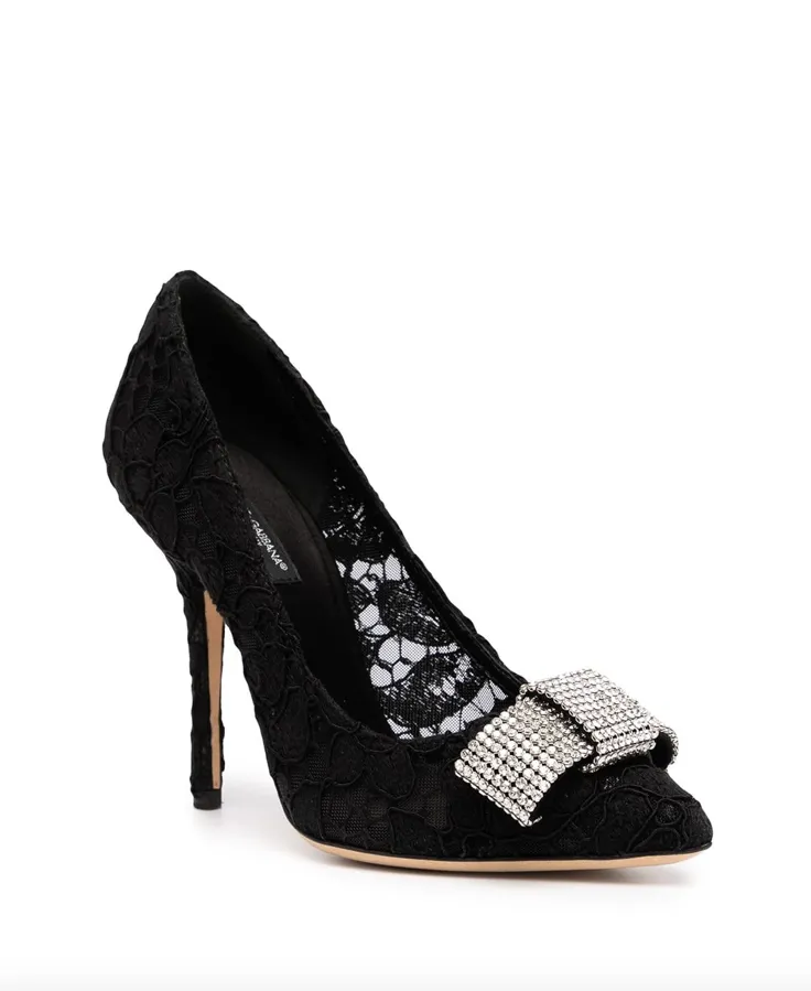 Dolce & Gabbana bow-embellished lace pumps