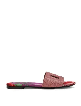 Dolce & Gabbana Iguana-print calfskin sliders with DG logo