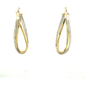 Double Row Oval Hoop Earrings - 14kt Two-Tone Gold