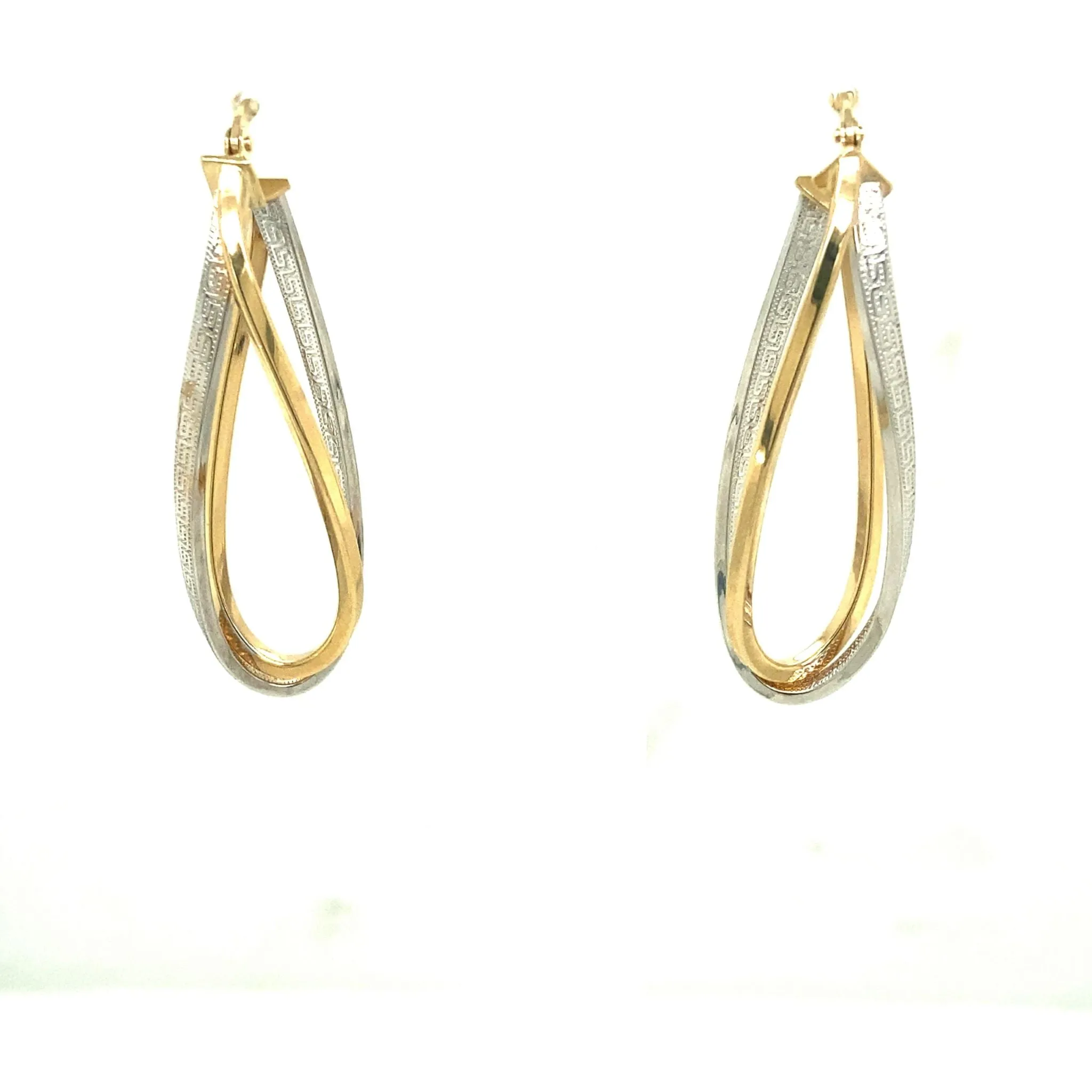 Double Row Oval Hoop Earrings - 14kt Two-Tone Gold