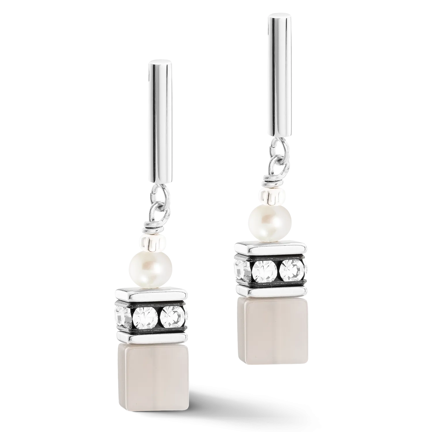 Earrings GeoCUBE® Fusion Precious Pearl Mix silver-grey