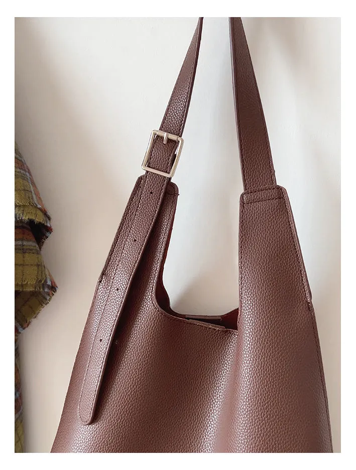 Elena Handbags Simple Leather Tote Bag