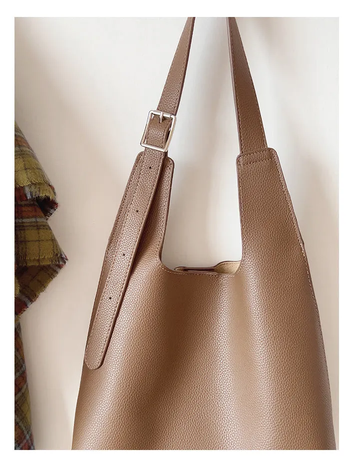 Elena Handbags Simple Leather Tote Bag